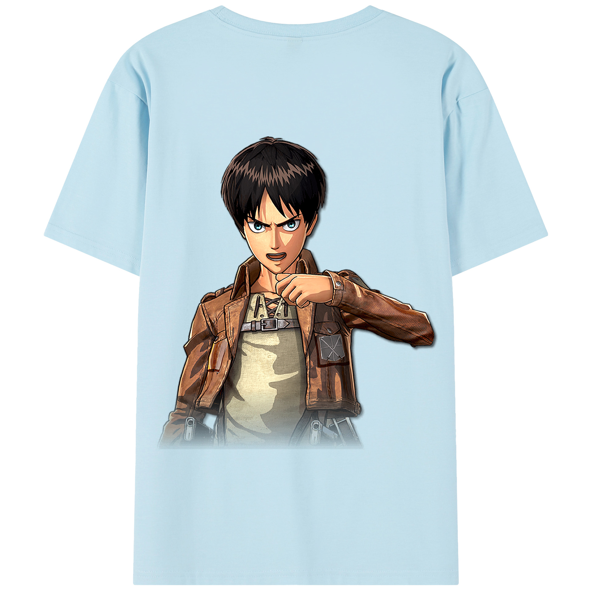 （画像用） 進撃の巨人 エレン･イェーガー Attack on Titan Eren Jäger 綿100％半袖Tシャツ（背面プリント）